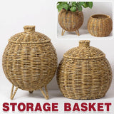 Croyde Woven Storage Container with Lid, Natural