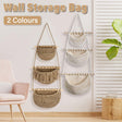 Bantham brown three tier cotton rope wall hanging basket