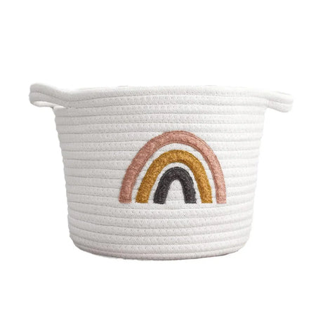 Rainbow cotton rope storage basket with handles - view 2