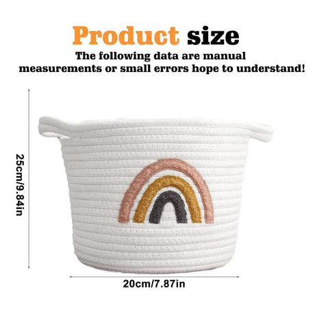 Rainbow cotton rope storage basket with handles - view 3