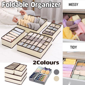 Grey foldable drawer organiser set - view 1