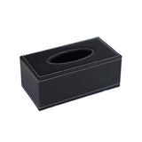 Woven black PU leather tissue box holder in a hotel room setting