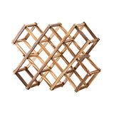 Foldable Wooden Wine Rack 10 Bottle Diamond Pine Natural view 2