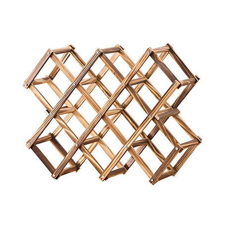 Foldable Wooden Wine Rack 10 Bottle Diamond Pine Natural view 2