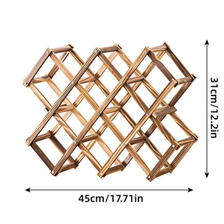 Foldable Wooden Wine Rack 10 Bottle Diamond Pine Natural view 3