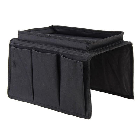 Black sofa armrest organiser with 6 pockets - view 2