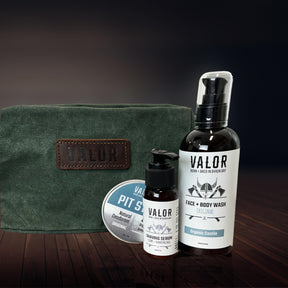 Fresh Man Natural Grooming Gift Set with waxed canvas toiletry bag