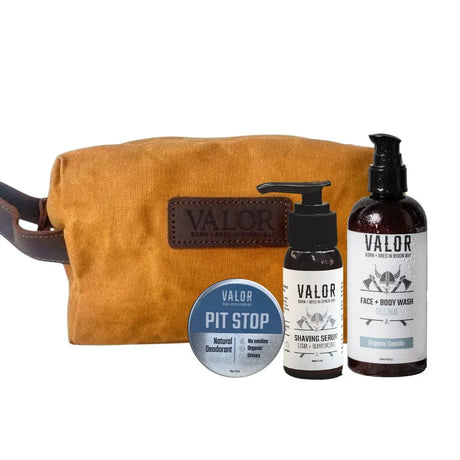 Fresh Man Natural Grooming Gift Set Peppermint with waxed canvas toiletry bag