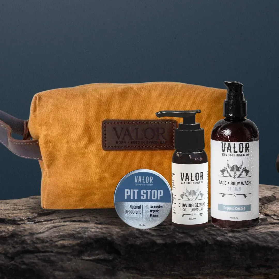 Fresh Man Peppermint grooming set contents laid out