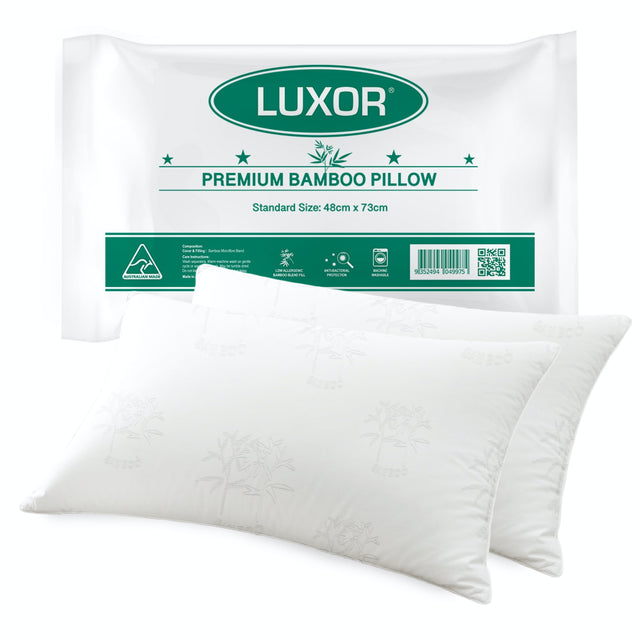 Luxor Australian Made Bamboo Cooling Pillows — Standard Twin Pack — Allure Home Collections