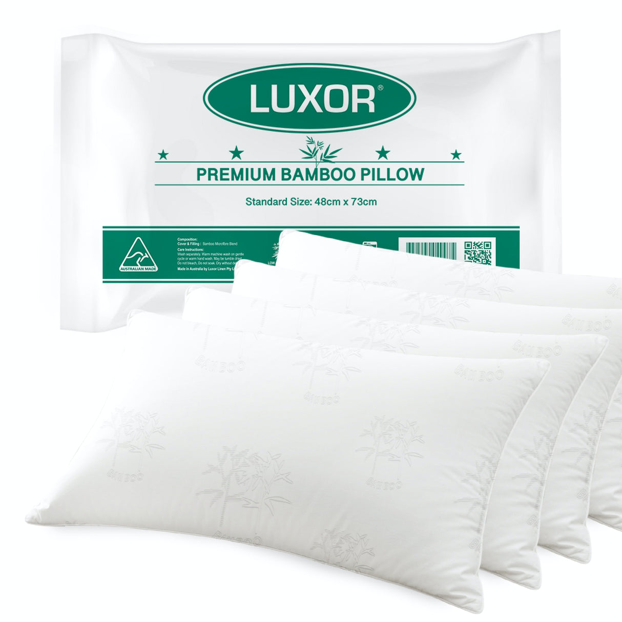 Luxor Australian Made Bamboo Cooling Pillows — Standard Four Pack — Allure Home Collections