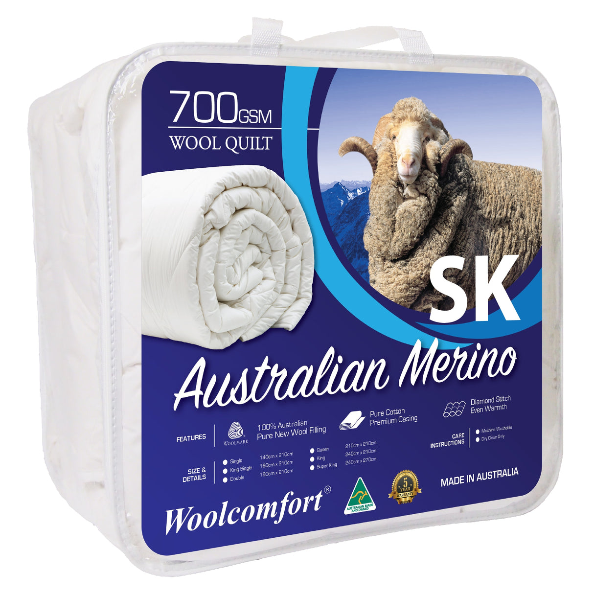 Bourton on the Hill Merino wool quilt Super King