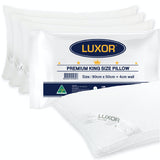 Luxor Australian Made Hotel King Size Pillows — 4cm Wall, Four Pack — Allure Home Collections