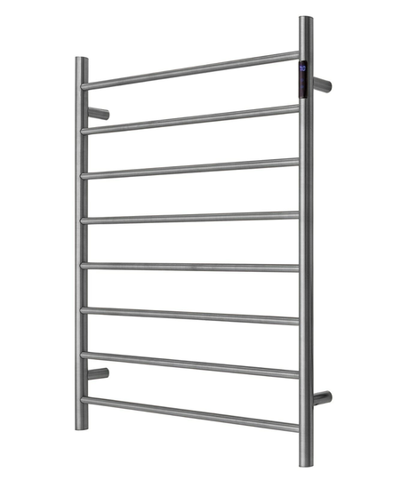 Premium Gunmetal 8-Bar Round Heated Towel Rack with LED Control — 1000x850mm, AU Standard — Allure Home Collections