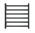 Premium Matte Black 6-Bar Heated Towel Rack — Square Design, 650x620mm, AU Standard — Allure Home Collections
