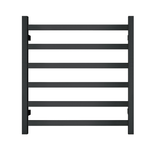 Premium Matte Black 6-Bar Heated Towel Rack — Square Design, 650x620mm, AU Standard — Allure Home Collections