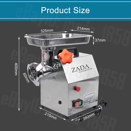 Oversized stainless steel feeding tray and hopper of the meat mincer