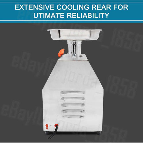 Close up of the removable grinding head on the commercial meat mincer