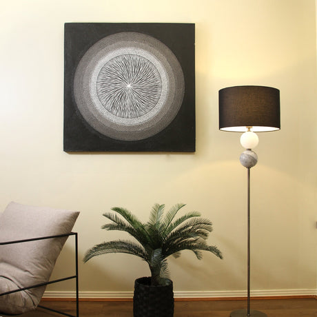Textured Glass Orb Floor Lamp Pewter