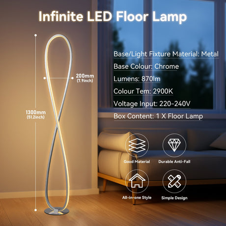 Infinity effect LED floor lamp in chrome