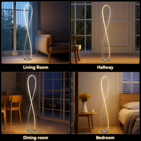 Infinity effect LED floor lamp in chrome