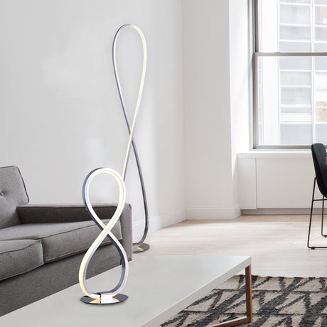Infinity effect LED floor lamp in chrome