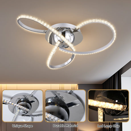 Irie Dimmable 3-Light LED Ceiling Light — Chrome — Allure Home Collections