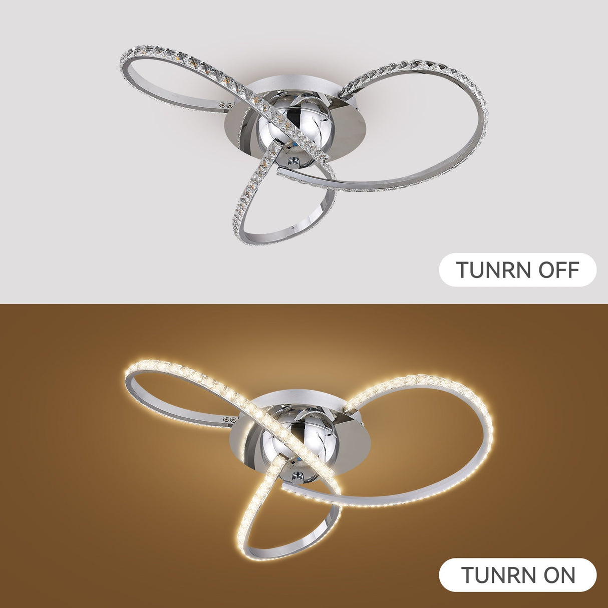 Irie Dimmable 3-Light LED Ceiling Light — Chrome — Allure Home Collections