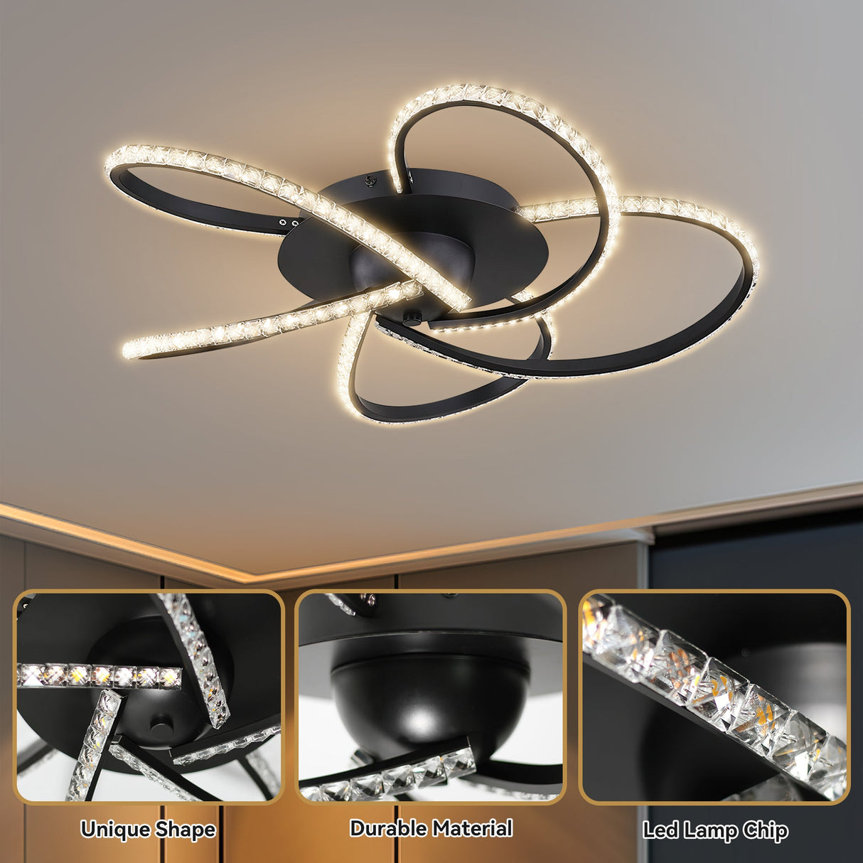 Irie Dimmable 5-Light LED Ceiling Light — Black — Allure Home Collections