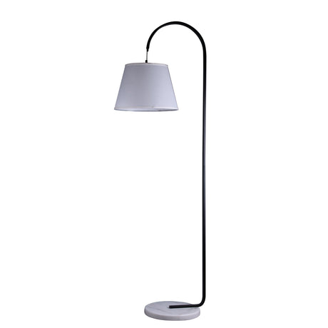 Thea Mid-Century Floor Lamp — White Linen Shade with Marble Base — Allure Home Collections