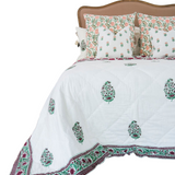 Andoversford Hand Block Printed Cotton Coverlet, Queen, Ruby