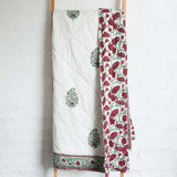 Andoversford Hand Block Printed Cotton Coverlet, Queen, Ruby