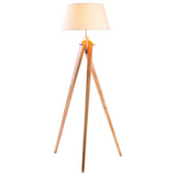 Large Bamboo Tripod Floor Lamp — Twist Design, Beige Linen Shade — Allure Home Collections