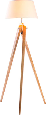 Large Bamboo Tripod Floor Lamp — Twist Design, Beige Linen Shade — Allure Home Collections