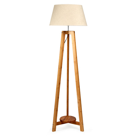 155cm Bamboo Tripod Floor Lamp with Beige Linen Shade — Allure Home Collections