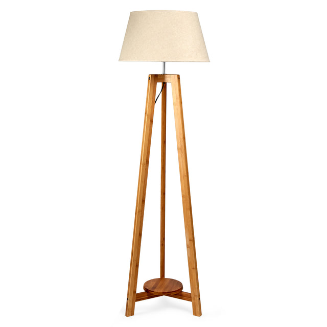 155cm Bamboo Tripod Floor Lamp with Beige Linen Shade — Allure Home Collections