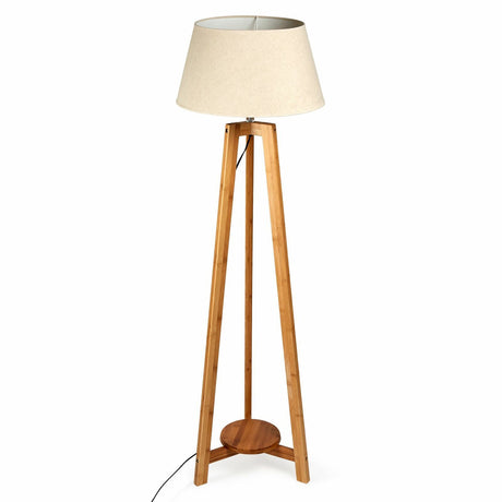 155cm Bamboo Tripod Floor Lamp with Beige Linen Shade — Allure Home Collections