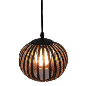 Riomaggiore round metal LED pendant with timer in a modern entryway