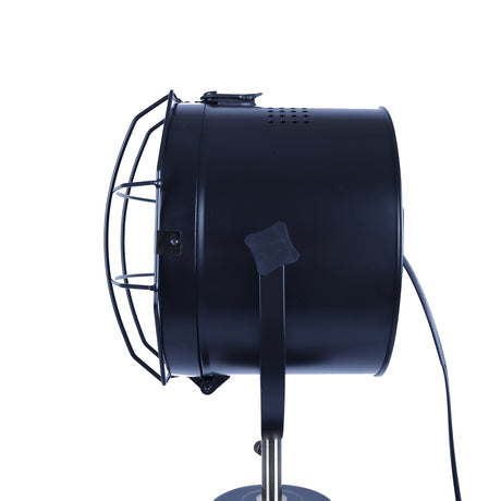 Nautical tripod floor lamp with adjustable matte black spotlight head