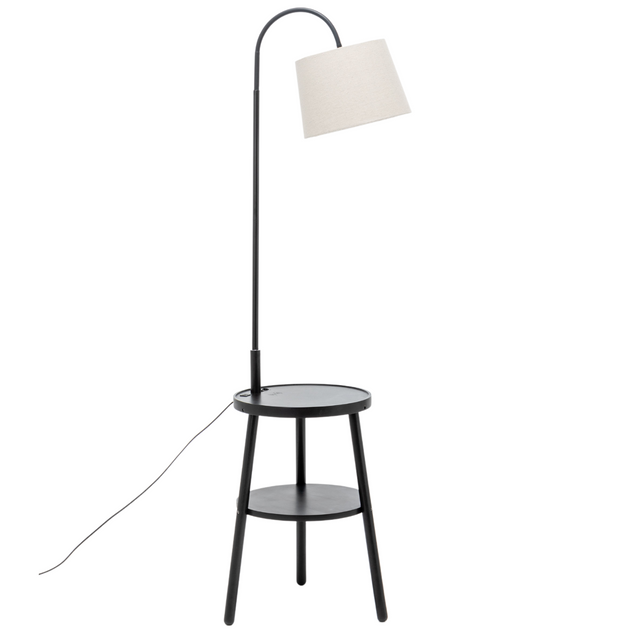 Tripod Floor Lamp with Storage and USB Charger