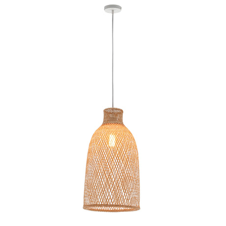 Natural Woven Bamboo Cone Pendant Lamp — Boho Bell Shade — Allure Home Collections