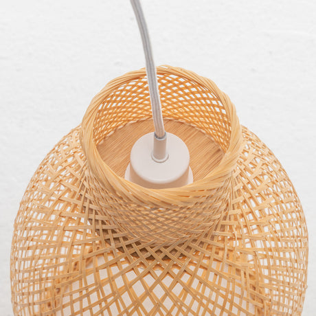 Natural Woven Bamboo Cone Pendant Lamp — Boho Bell Shade — Allure Home Collections
