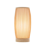 Woven bamboo cylinder table lamp in natural finish - view 1