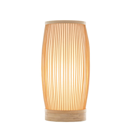 Woven bamboo cylinder table lamp in natural finish - view 1