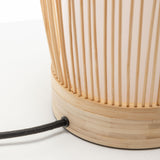 Woven bamboo cylinder table lamp in natural finish - view 3