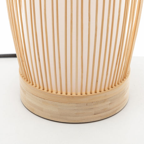 Woven bamboo cylinder table lamp in natural finish - view 4
