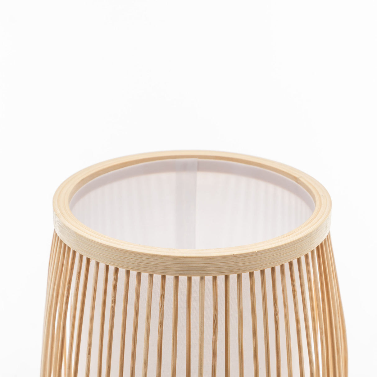 Woven bamboo cylinder table lamp in natural finish - view 5
