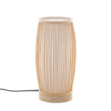 Woven bamboo cylinder table lamp in natural finish - view 6