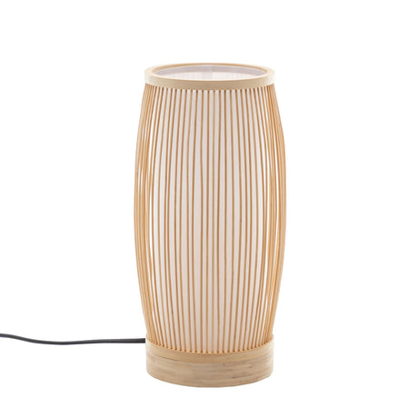 Woven bamboo cylinder table lamp in natural finish - view 6