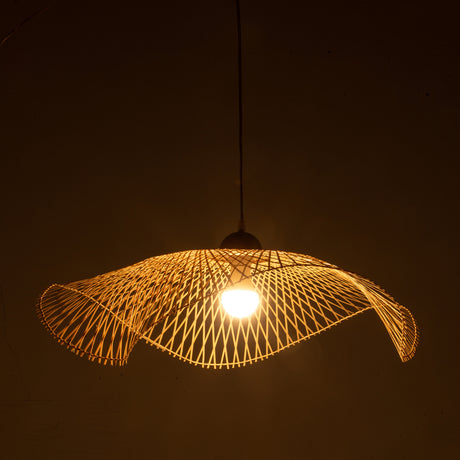 Natural Hand Woven Bamboo Wave Pendant Light Large